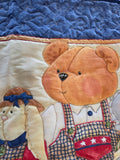 Bears and Train on Blue Baby Quilt
