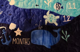 Under the Sea Milestone Blue Baby Quilted Blanket