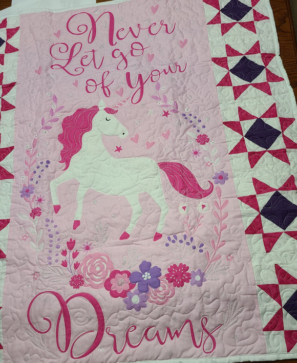 Pink Unicorn Baby Quilt