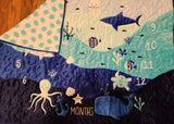 Under the Sea Milestone Blue Baby Quilted Blanket