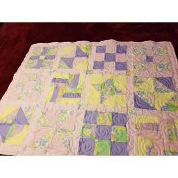 Pink and Purple Block Baby Quilt