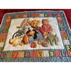 Denim Bear and Toys Baby Quilt