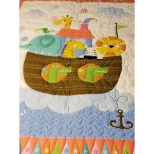 Pink Noah's Ark Baby Quilt